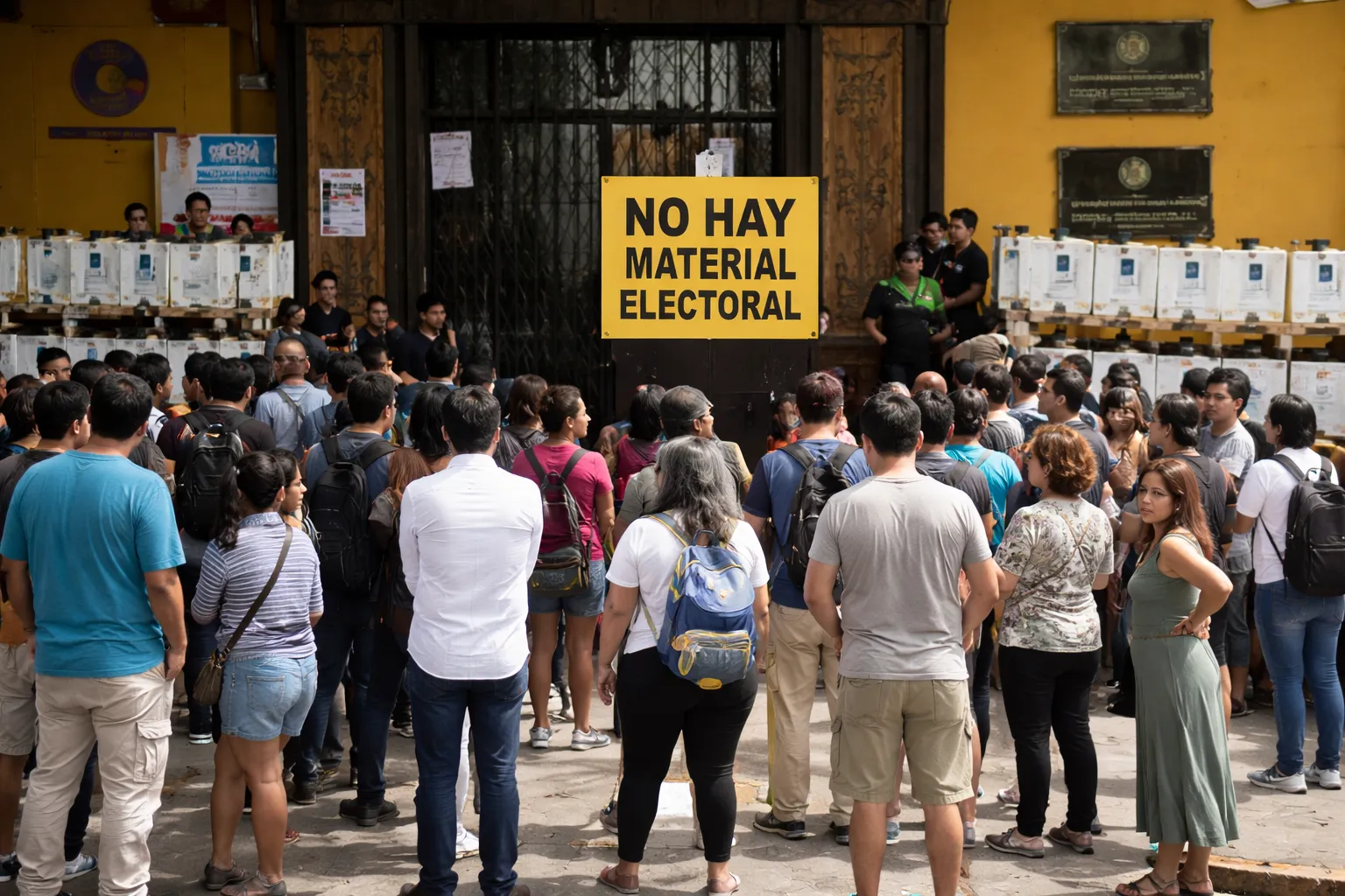 Largas colas electorales por demora en instalación de mesas de sufragio por falta de material electoral