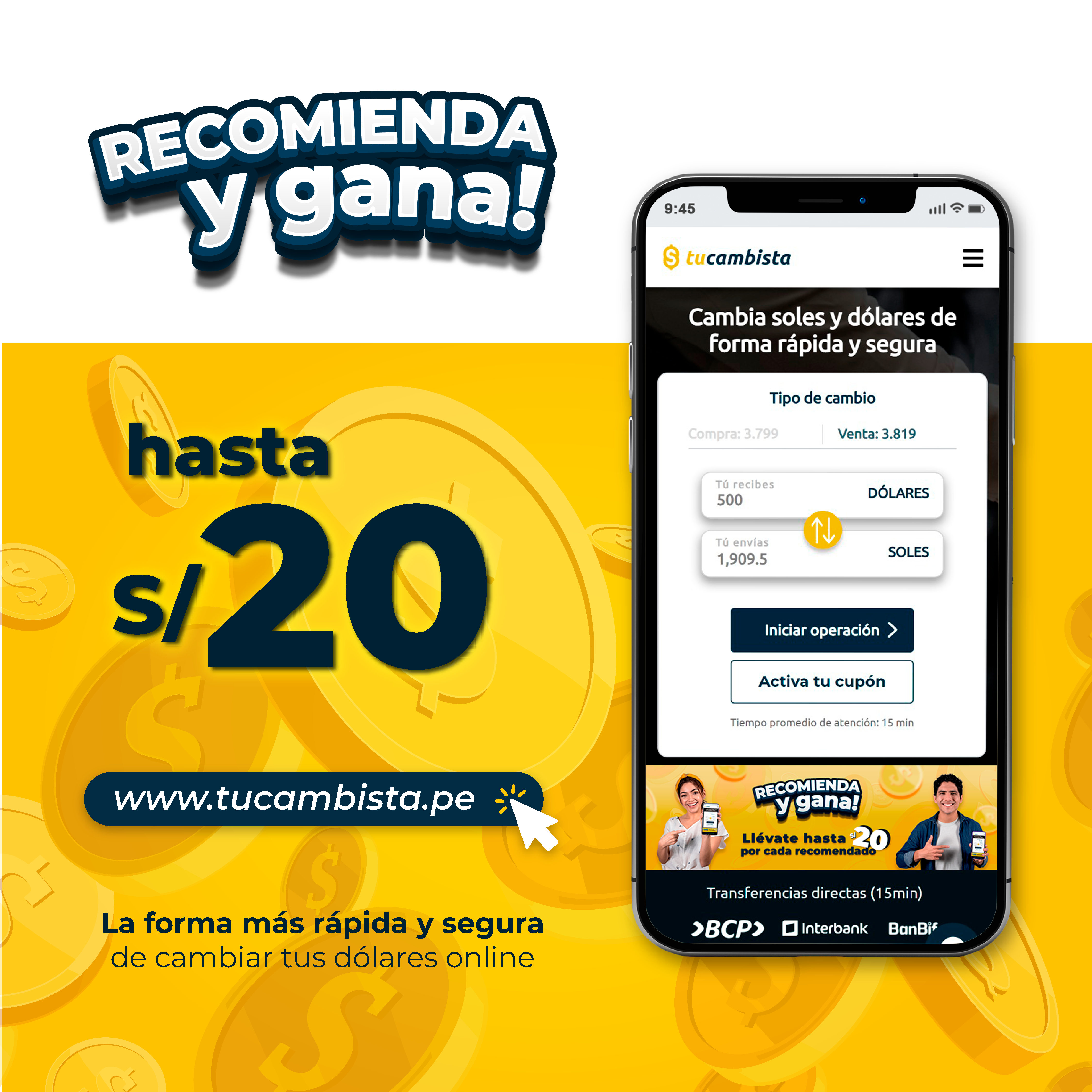recomienda y gana hasta 20 soles en créditos