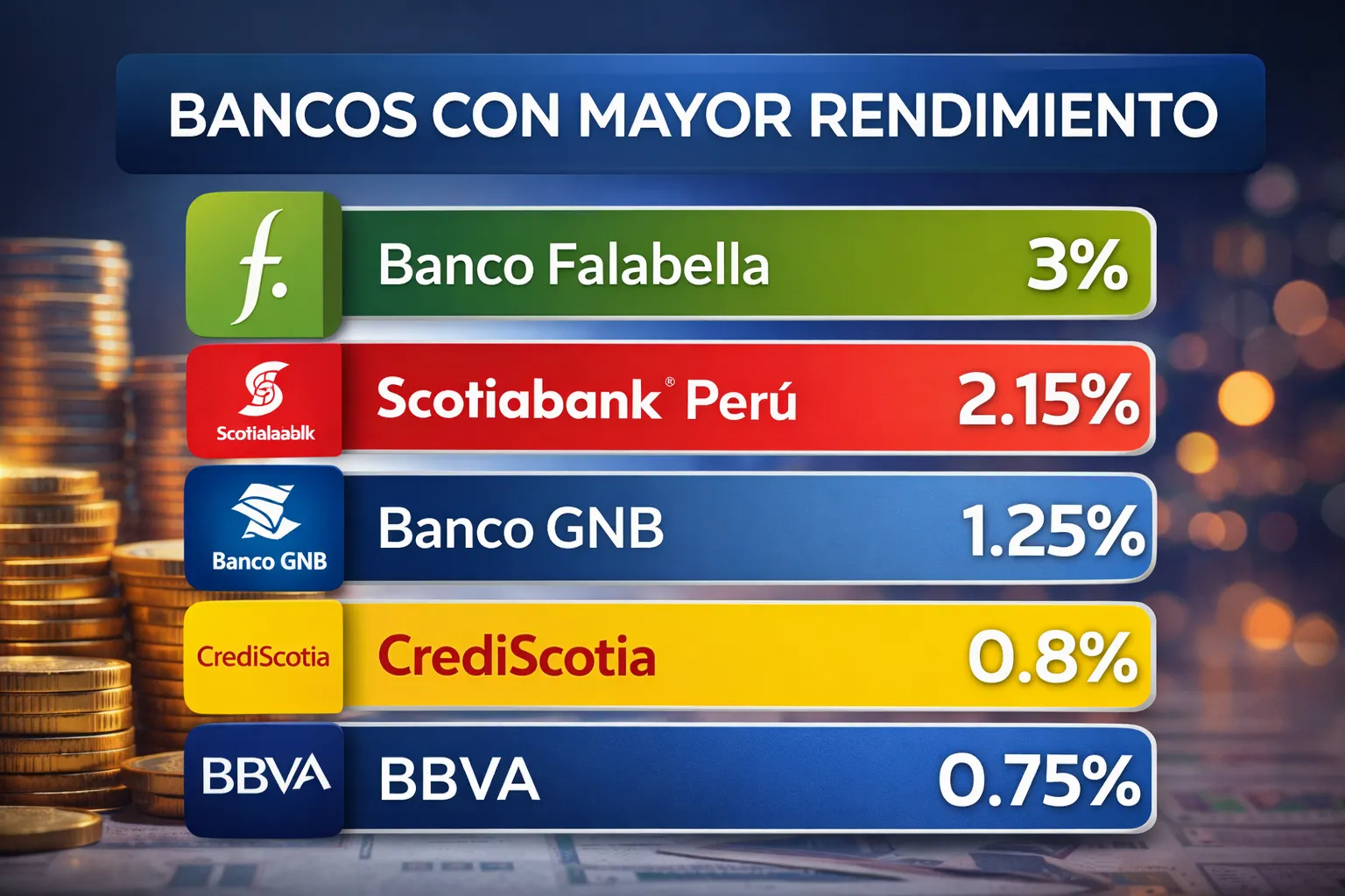 Top 5 bancos con mayor rendimiento de depósitos